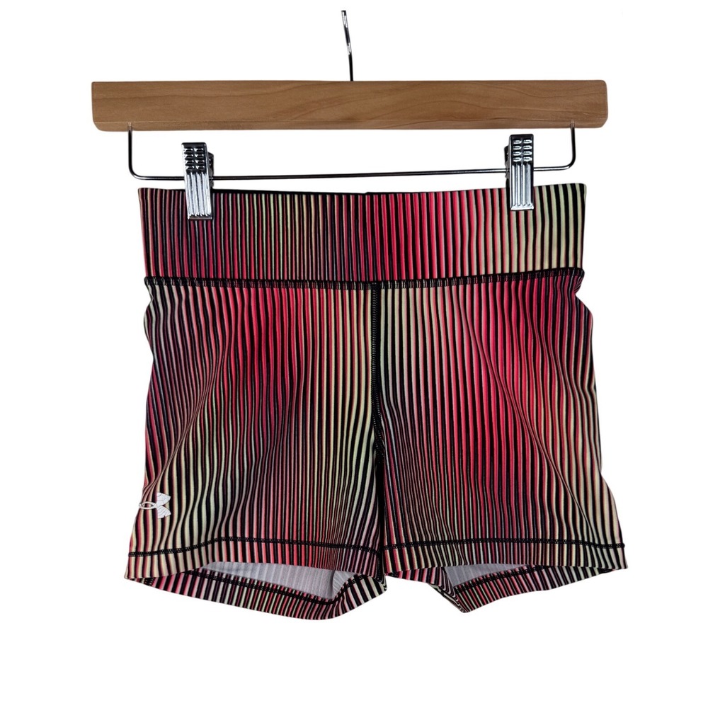 Under Armour Striped Psychedelic Athletic Shorts size Small Black/Green/Pink